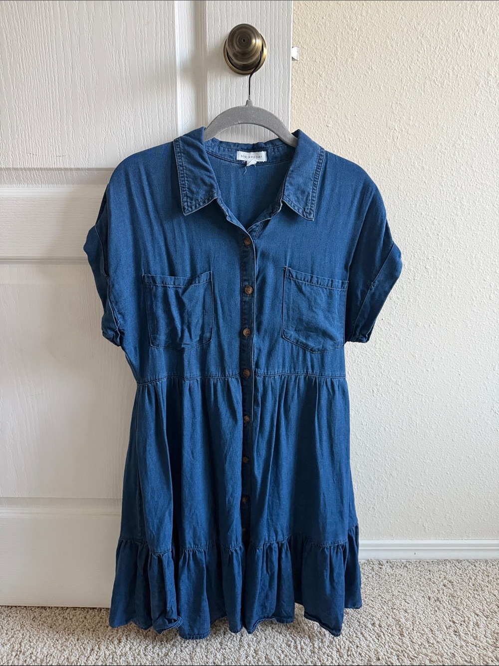 Blu Pepper Jean Button-Front Short-Sleeve Shirt Dress